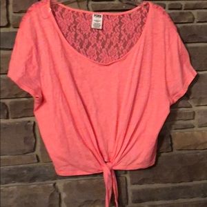 PINK crop top with tie bottom